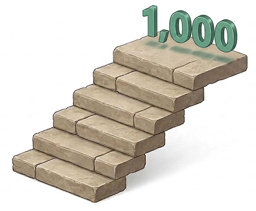 Stairs climbing toward 1,000 words